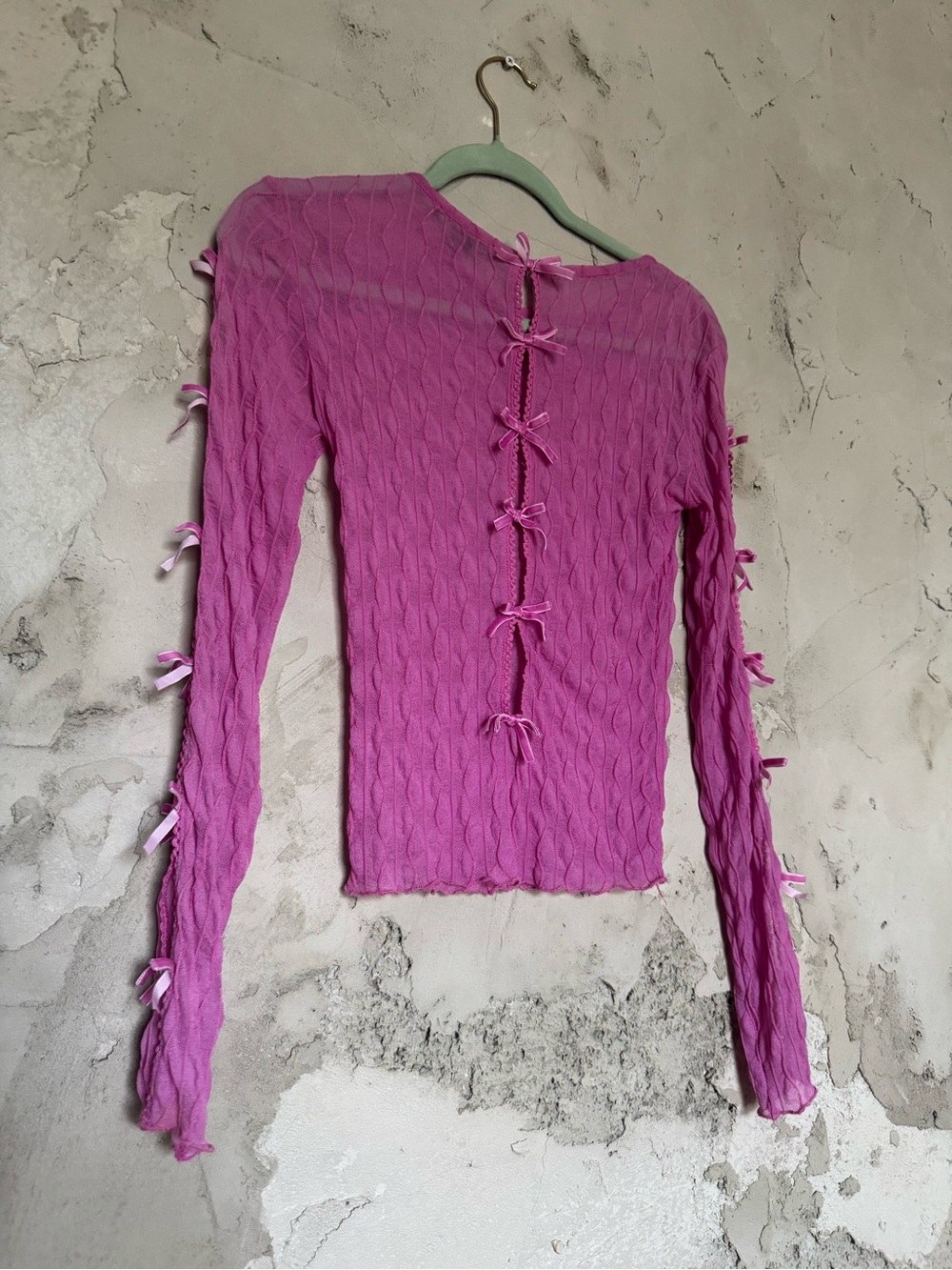 Forever 21 Bright Pink Bow-Back Long Sleeve Top